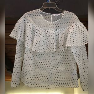 Flocked dot organza blouse